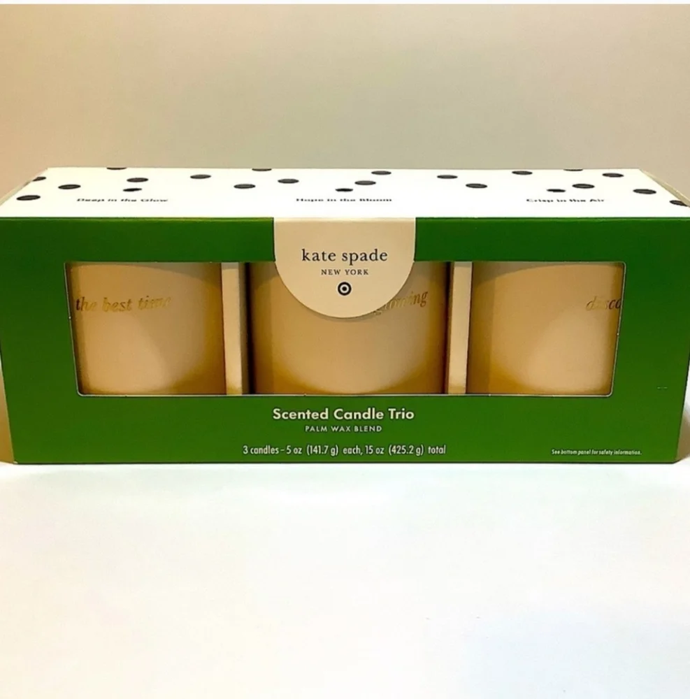 Kate Spade X Target 3ct Sented Ceramic Jar Candle Set Cream/Green/ Pink/Blue - Picture 4 of 8